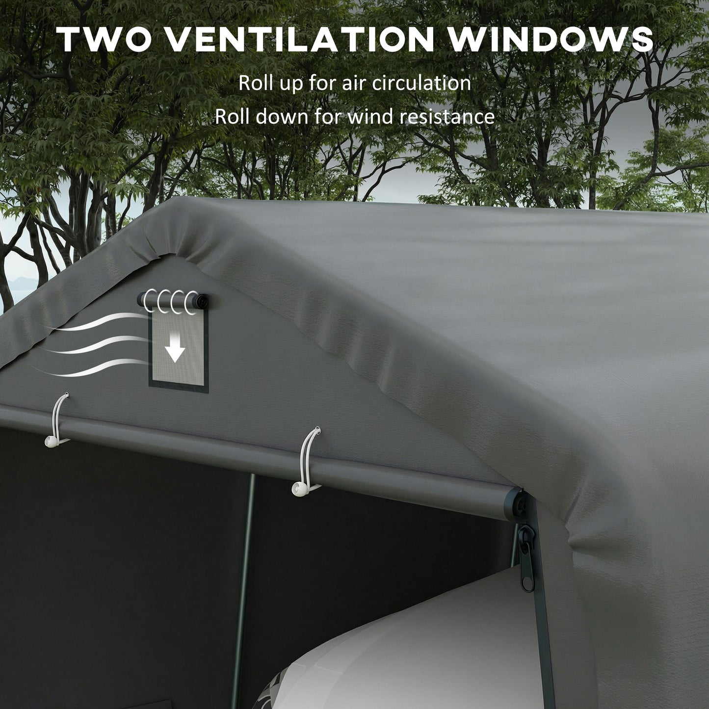 12' x 20' Portable Garage, Heavy Duty Carport Canopy with Ventilation Windows and Large Roll-up Door, Dark Grey