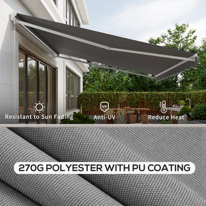 13' x 10' Electric Awning, Retractable Awning Sun Shade Shelter with Remote Controller, Manual Crank Handle and Aluminum Frame, for Deck, Balcony, Yard, Grey