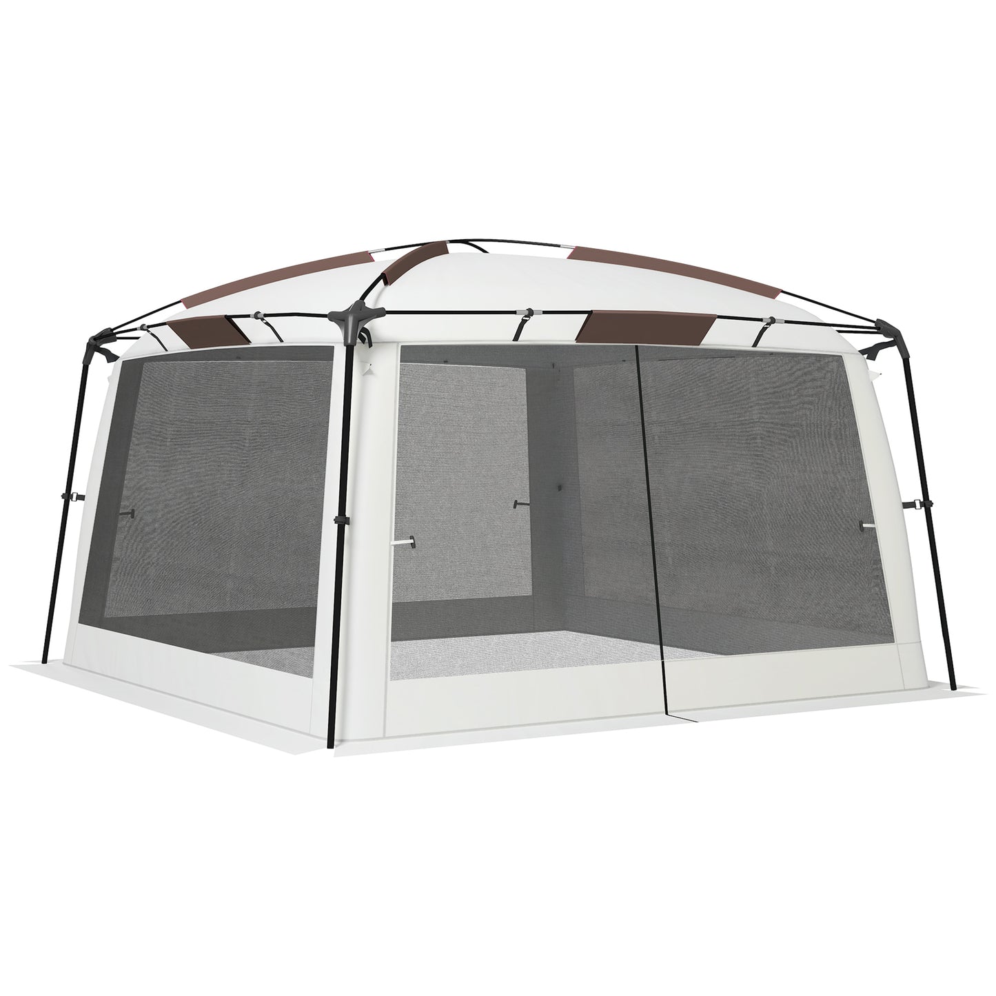 12' x 12' Screen Tent, UV50+ Protection Outdoor Screen House with Carry Bag & Ground Stakes, Fits 6-8 People, White