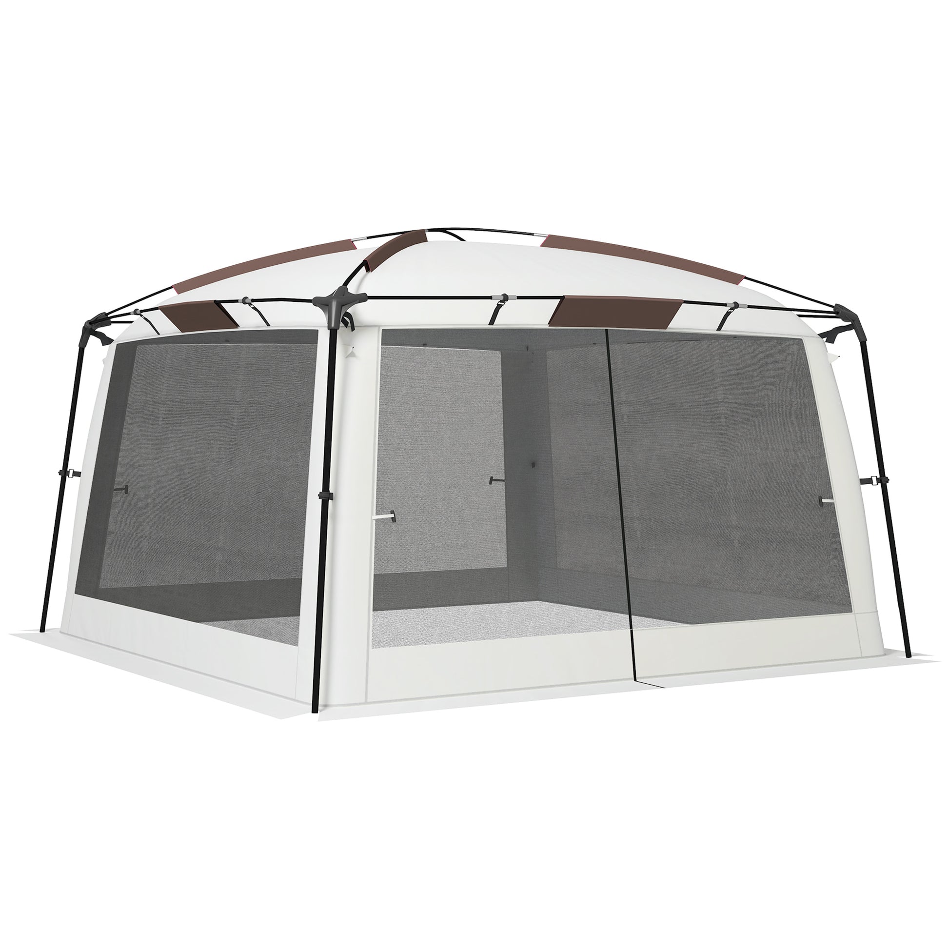 12' x 12' Screen Tent, UV50+ Protection Outdoor Screen House with Carry Bag & Ground Stakes, Fits 6-8 People, White