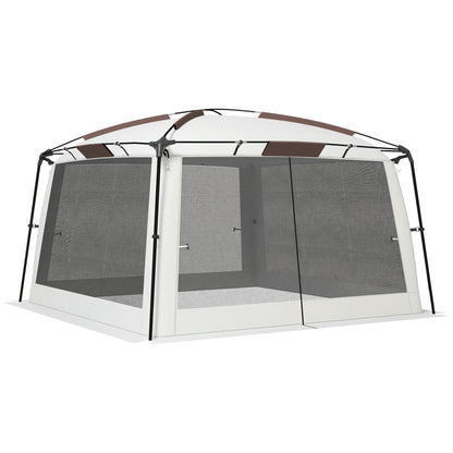 12' x 12' Screen Tent, UV50+ Protection Outdoor Screen House with Carry Bag & Ground Stakes, Fits 6-8 People, White