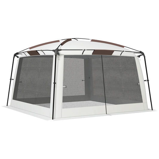 12' x 12' Screen Tent, UV50+ Protection Outdoor Screen House with Carry Bag & Ground Stakes, Fits 6-8 People, White