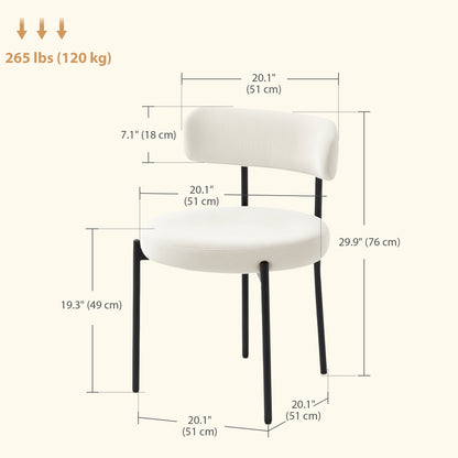 4 Pieces Kitchen Chairs, Modern Dining Chairs with Corduroy Upholstery and Steel Legs for Living Room, Beige
