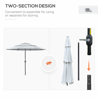 9FT 3 Tiers Patio Umbrella Outdoor Market Umbrella with Crank, Push Button Tilt for Deck, Backyard and Lawn, Cream White