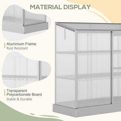 Aluminum Cold Frame Greenhouse, Raised Planter Bed Protection with Openable Top and 2 Shelves for Organized Plant Storage