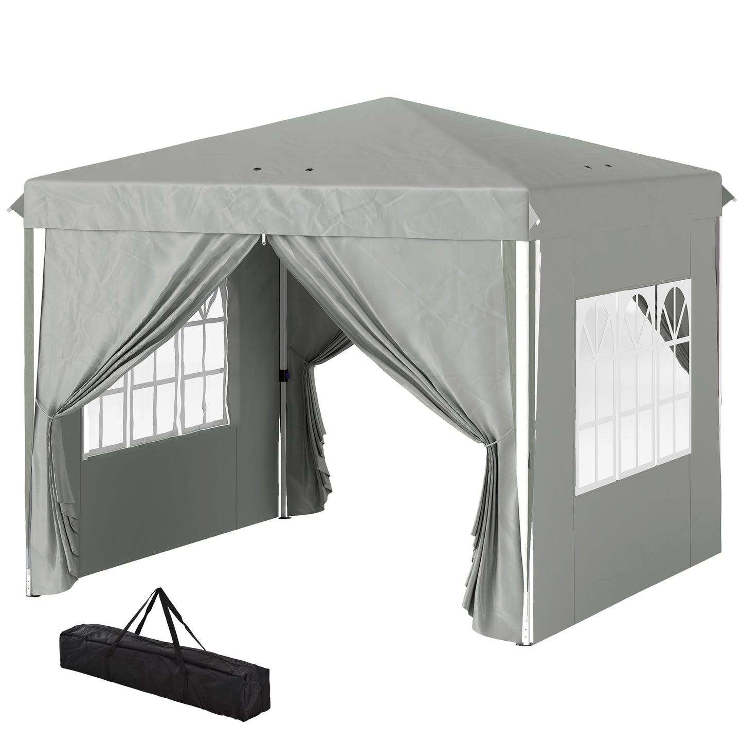 10' x 10' Pop-Up Canopy Tent with Sidewalls, Height-Adjustable, Carry Bag Included, for Outdoor, Garden, Patio, Light Grey