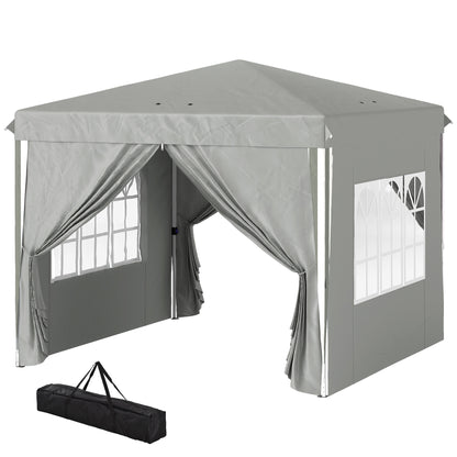 10' x 10' Pop-Up Canopy Tent with Sidewalls, Height-Adjustable, Carry Bag Included, for Outdoor, Garden, Patio, Light Grey