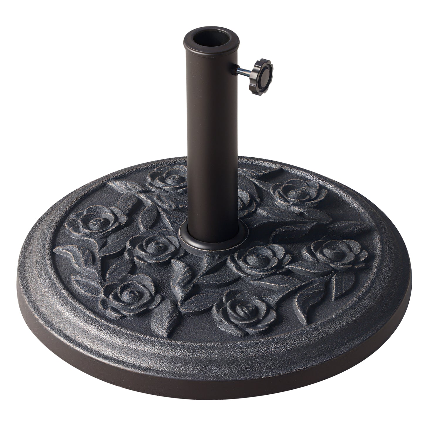 20 lbs Resin Round Patio Umbrella Base 18" Outdoor Decorative Cast Stone Parasol Stand Market Garden Umbrella Holder, Bronze