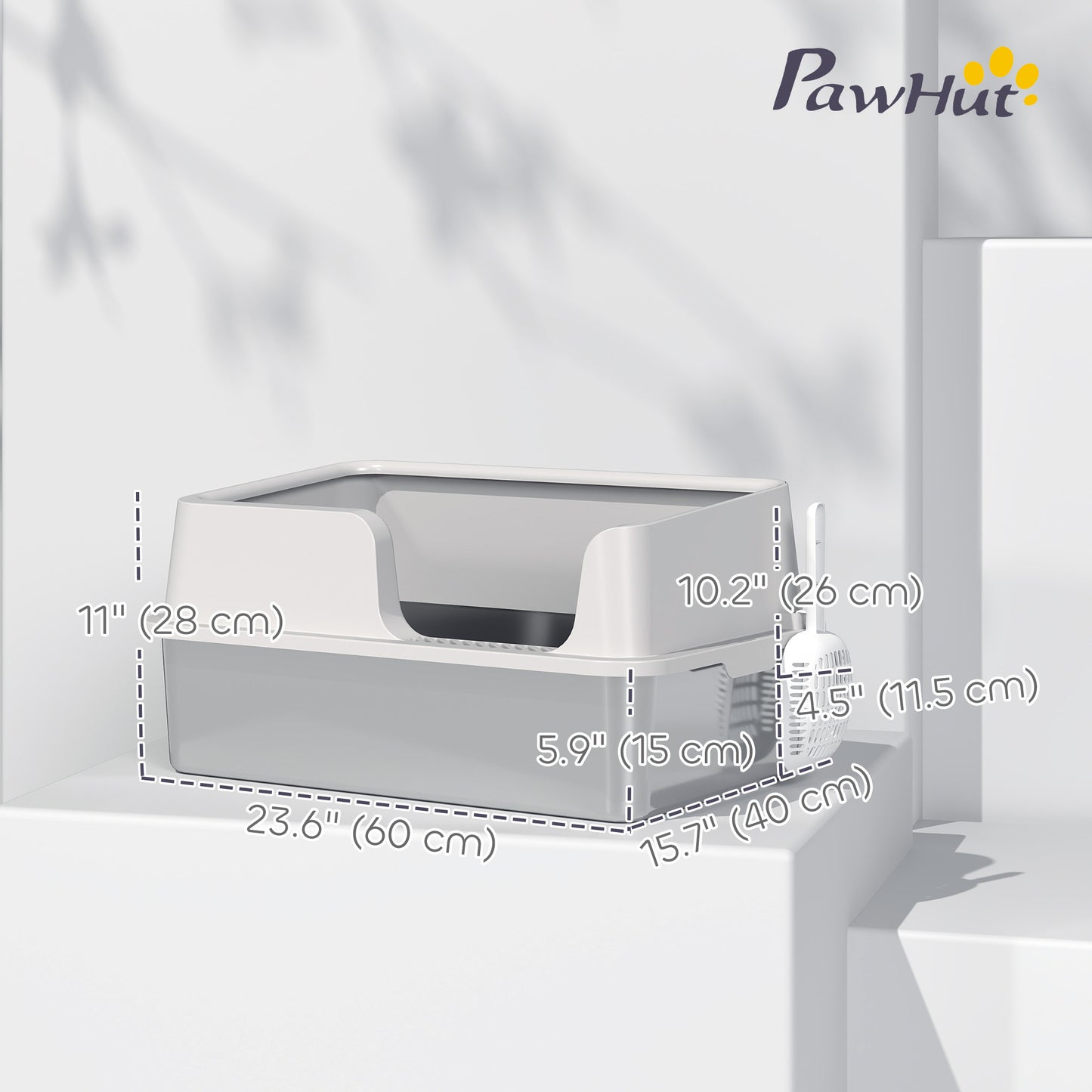 Stainless Steel Cat Litter Box with Lid with Scoop, High Sided, Non-Stick, & Anti-Urine Leakage, Easy Cleaning