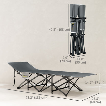 26.8" Wide Folding Bed, Camping Cot for Adults with Cushion, Carry Bag, Max Load 330 LBS, Dark Grey