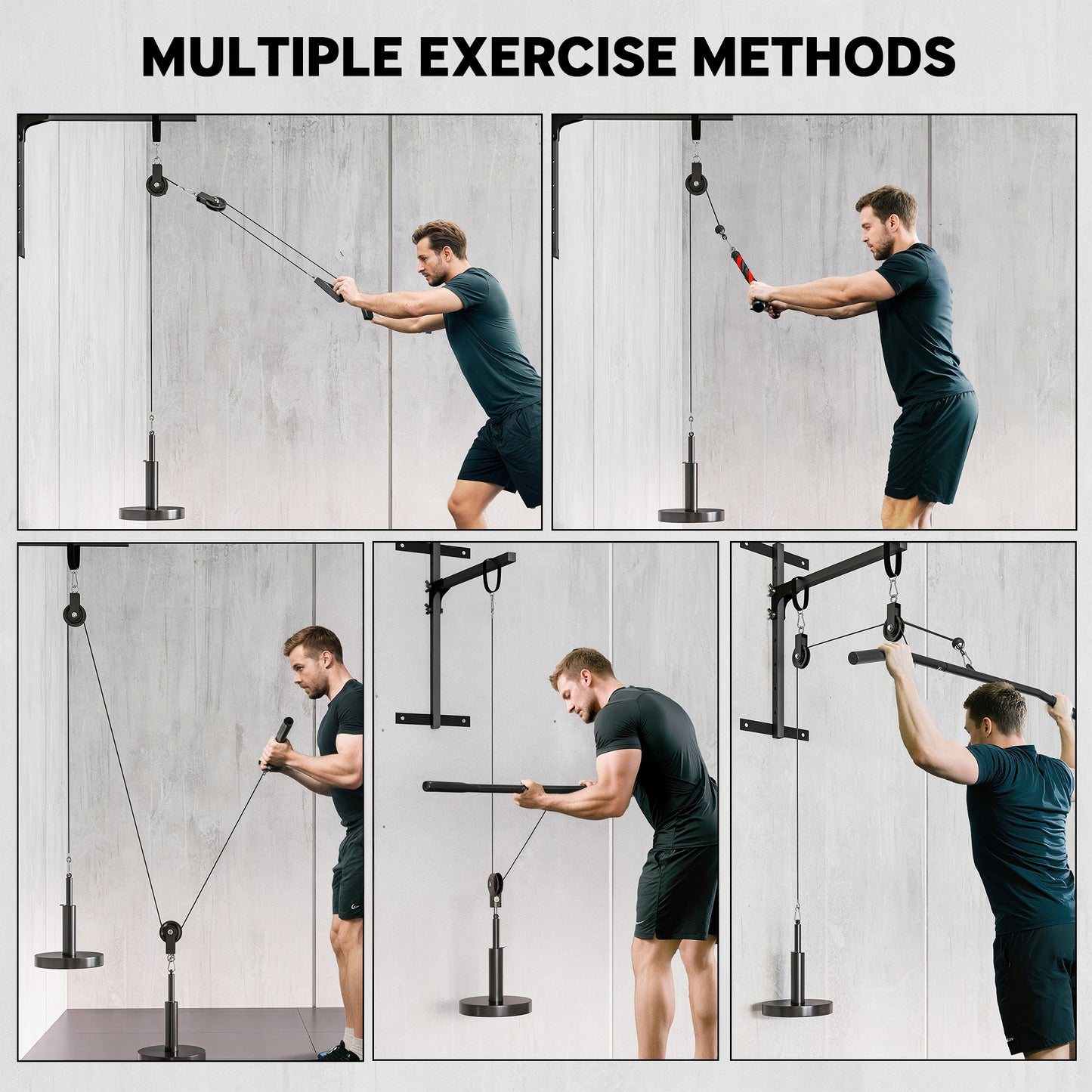 Soozier Weight Cable Pulley System for Home Gym with Universal Loading Pin for LAT Pull Down, Biceps Curl Workout