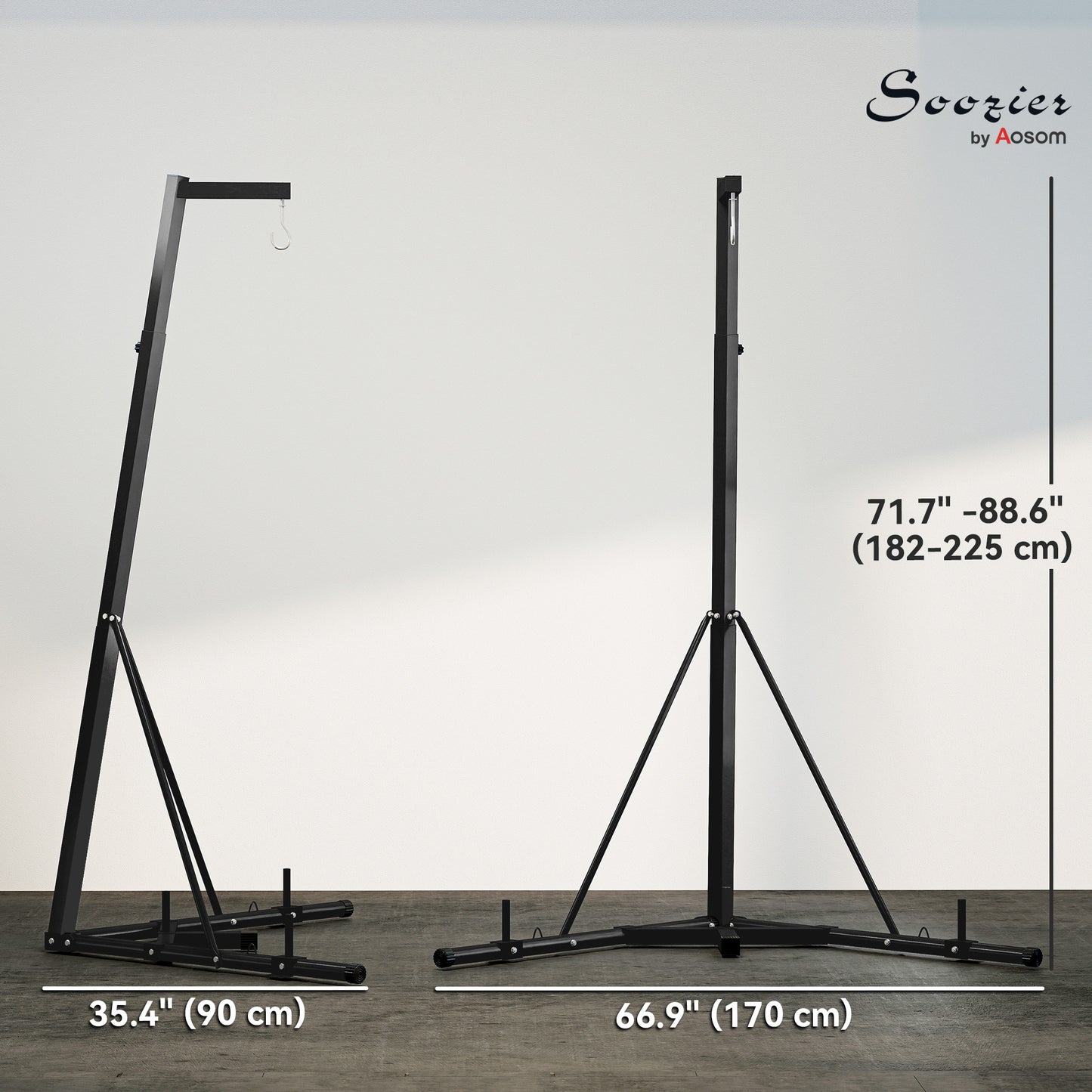 Soozier Foldable Punch Bag Stand, Adjustable Height Heavy Bag Stand with Weighted Base, Freestanding for Home Gym, Stand Only