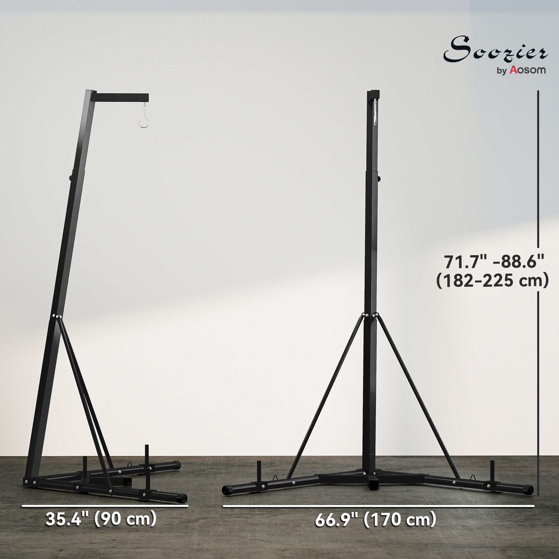 Soozier Foldable Punch Bag Stand, Adjustable Height Heavy Bag Stand with Weighted Base, Freestanding for Home Gym, Stand Only