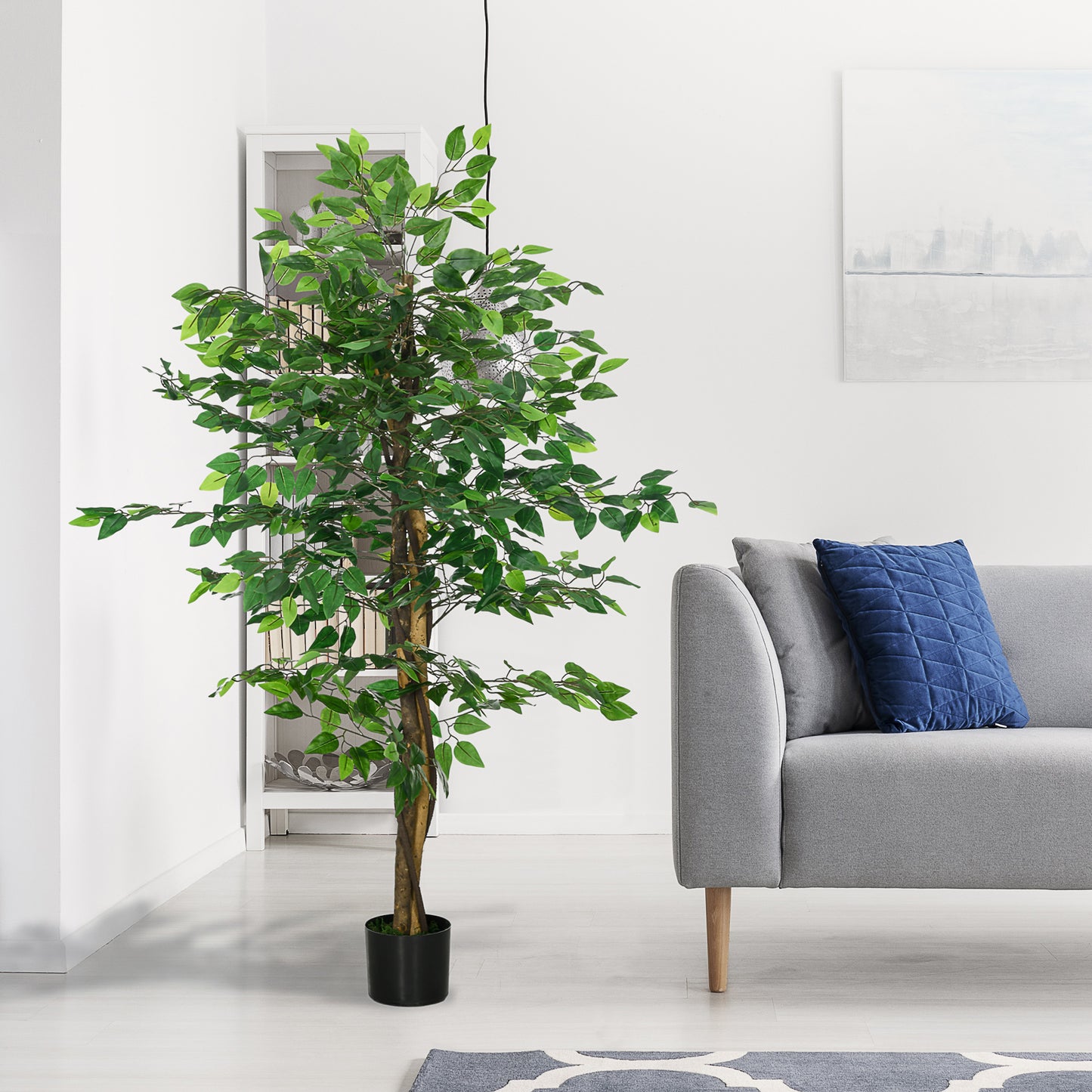 5ft Artificial Tree Ficus, Indoor Fake Plant with Pot, for Home Decor