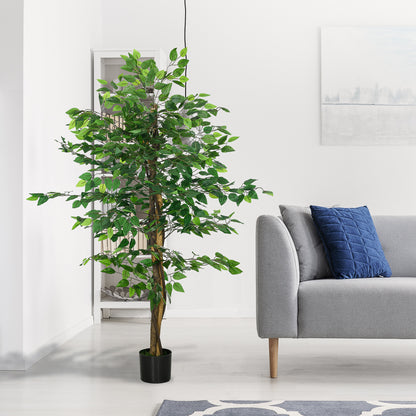 5ft Artificial Tree Ficus, Indoor Fake Plant with Pot, for Home Decor