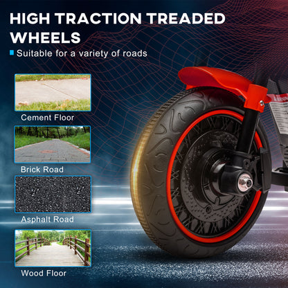 Aosom 6V Kids Motorcycle with Training Wheels, Foot Pedal, Headlight, Music, Forward/Reverse, Single-Button Start, Red