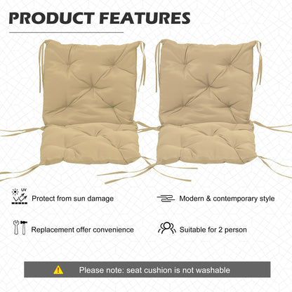 Set of 2 Garden Chair Cushions Seat Pad with Backrest for Sunbeds, Rocking Chairs, Loungers, Outdoor & Indoor Use