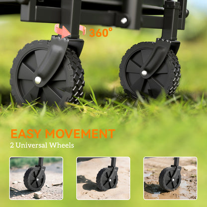 Small Collapsible Folding Garden Cart, Heavy Duty Lawn Wagon with Universal Wheels and Adjustable Handle, Grey