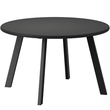 Round Outdoor Side Table, Patio Coffee Table with Metal Frame and Non-Slip Foot Pads, Charcoal Grey