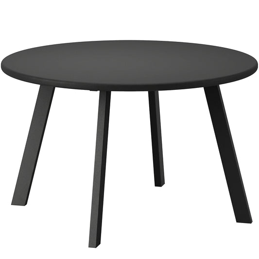 Round Outdoor Side Table, Patio Coffee Table with Metal Frame and Non-Slip Foot Pads, Charcoal Grey