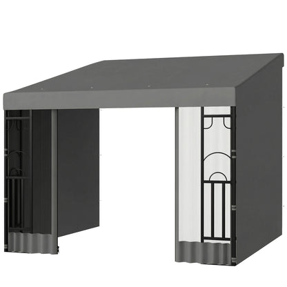 10' x 10' Wall Pergola, Outdoor Gazebo with 2 Curtains and 2 Nettings, UV Resistant, for Patio, Deck, Dark Grey