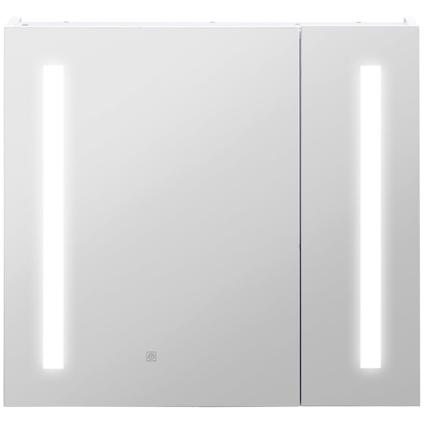 LED Medicine Cabinet with Mirror and Lights, 27.5" x 25.5" Lighted Bathroom Wall Cabinet, Bathroom Mirror Cabinet with Adjustable Shelf, USB Charge, White