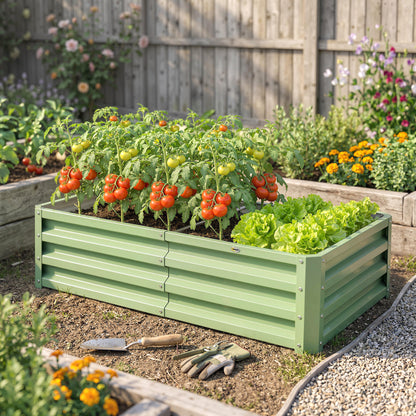Galvanized Raised Garden Bed, Outdoor Planter Box for Vegetables, Flowers, Herbs, 4' x 2' x 1', Light Green
