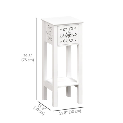 Nightstand Set of 2 with Drawer and Open Storage Shelf White