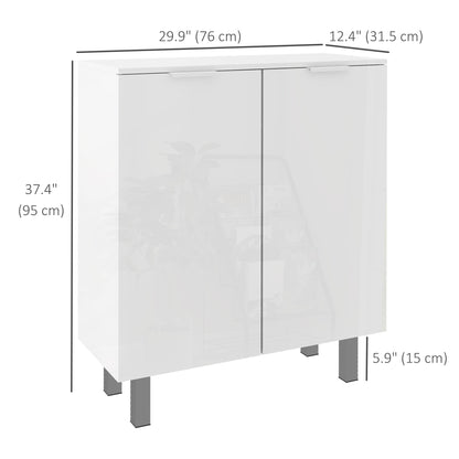Shoe Cabinet, Shoe Storage Cabinet with Soft-Close Hinges and Adjustable Shelves, Holds 15-20 Pairs, High Gloss White
