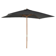 7' x 10' Wooden Patio Umbrella, Rectangle Garden Parasol, Outdoor Sunshade Canopy with Bamboo Ribs for Garden, Dark Grey
