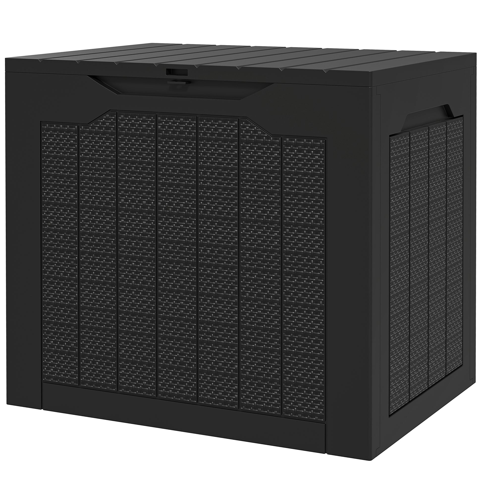 28 Gallon Deck Box, Resin Outdoor Storage Box with Handles, Waterproof and UV Resistant Storage Container