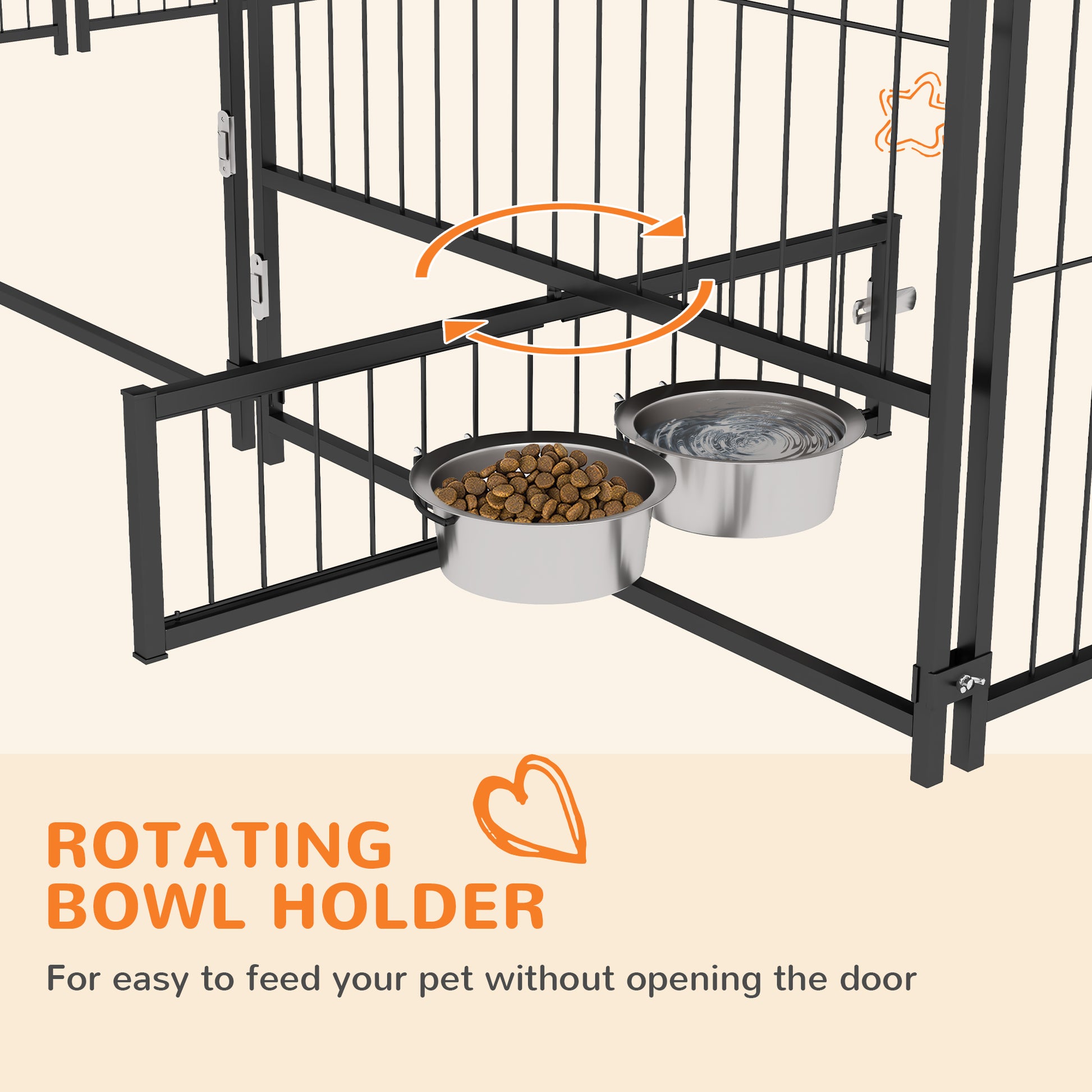 6.9' x 6.9' x 5' Outdoor Dog Kennel with Canopy, Rotating Bowls, Coffee