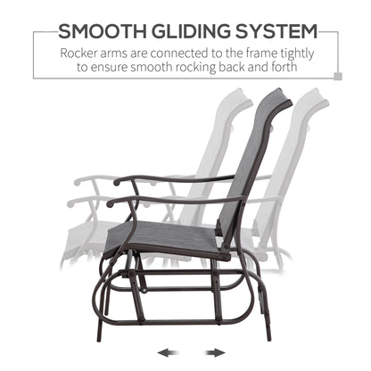 Outdoor Glider Chair, Patio Glider with Steel Frame and Mesh Fabric, Outdoor Patio Chair for Backyard, Garden and Porch, Grey