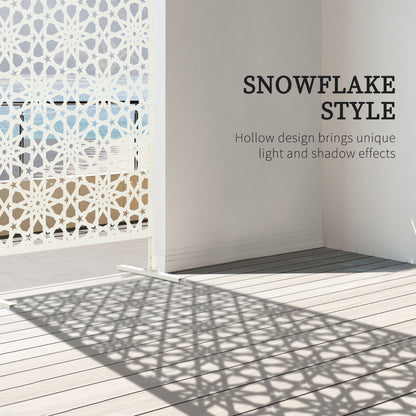 Metal Outdoor Privacy Screen, Decorative Outdoor Divider with Stand and Expansion Screws, 36.2" x 17.7" x 78", White