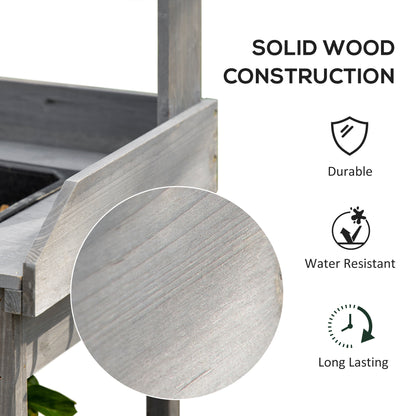 Potting Bench Table Garden Work Bench Workstation with Drawer, Removable Sink, Storage Shelves and Hooks for Patio, Courtyards, Balcony