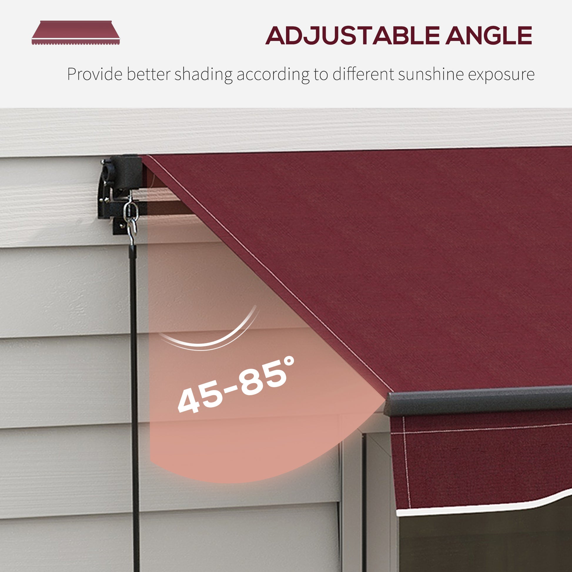 13' x 10' Retractable Awning, 280gsm UV Resistant Sunshade Shelter, for Deck, Balcony, Yard, Wine Red
