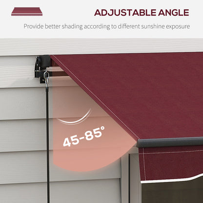 13' x 10' Retractable Awning, 280gsm UV Resistant Sunshade Shelter, for Deck, Balcony, Yard, Wine Red