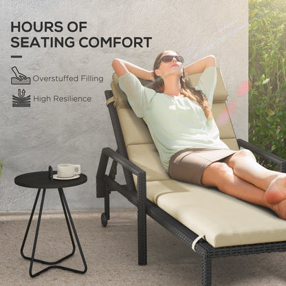 Patio Chaise Lounge Chair Cushions Replacement Sun Lounger Pads with Headrest and Ties, Set of 2, Beige