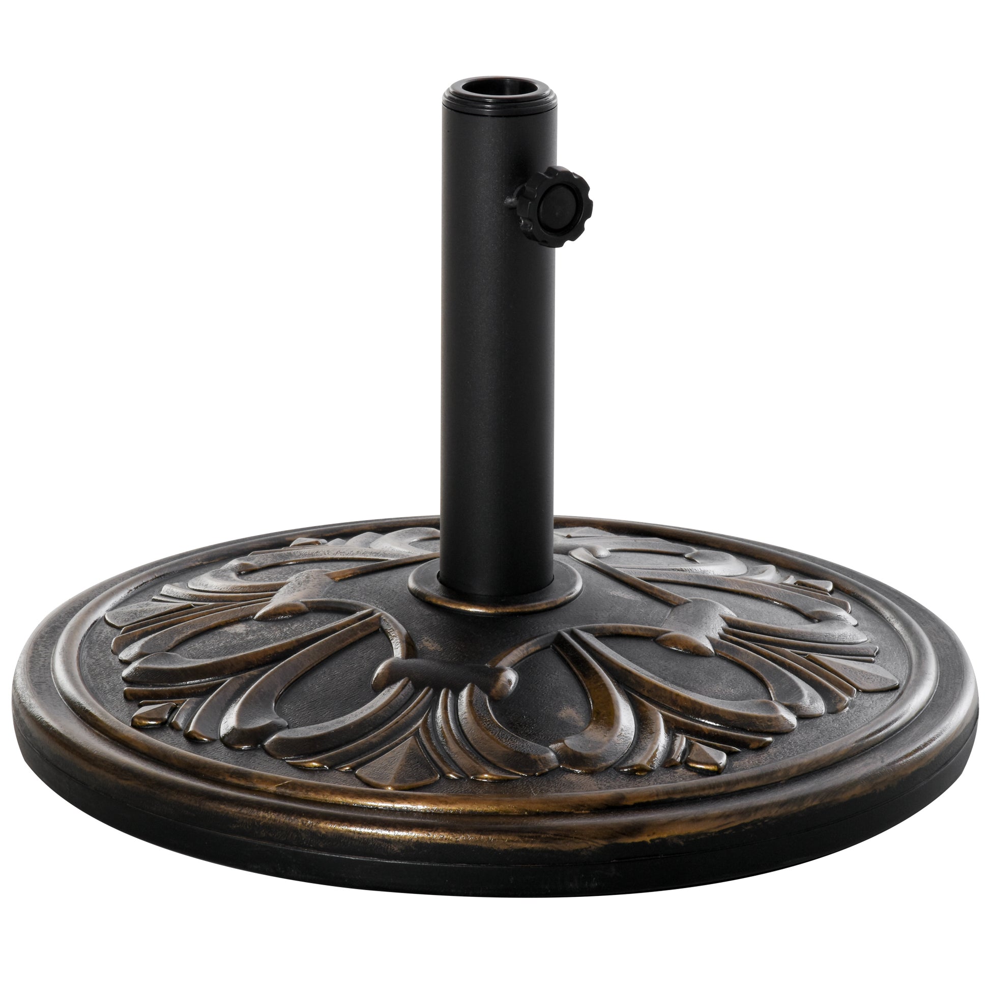 29 lb Heavy Duty Concrete Umbrella Base, 19" Round Parasol Holder for Outdoor, Garden, Backyard, Deck, Bronze