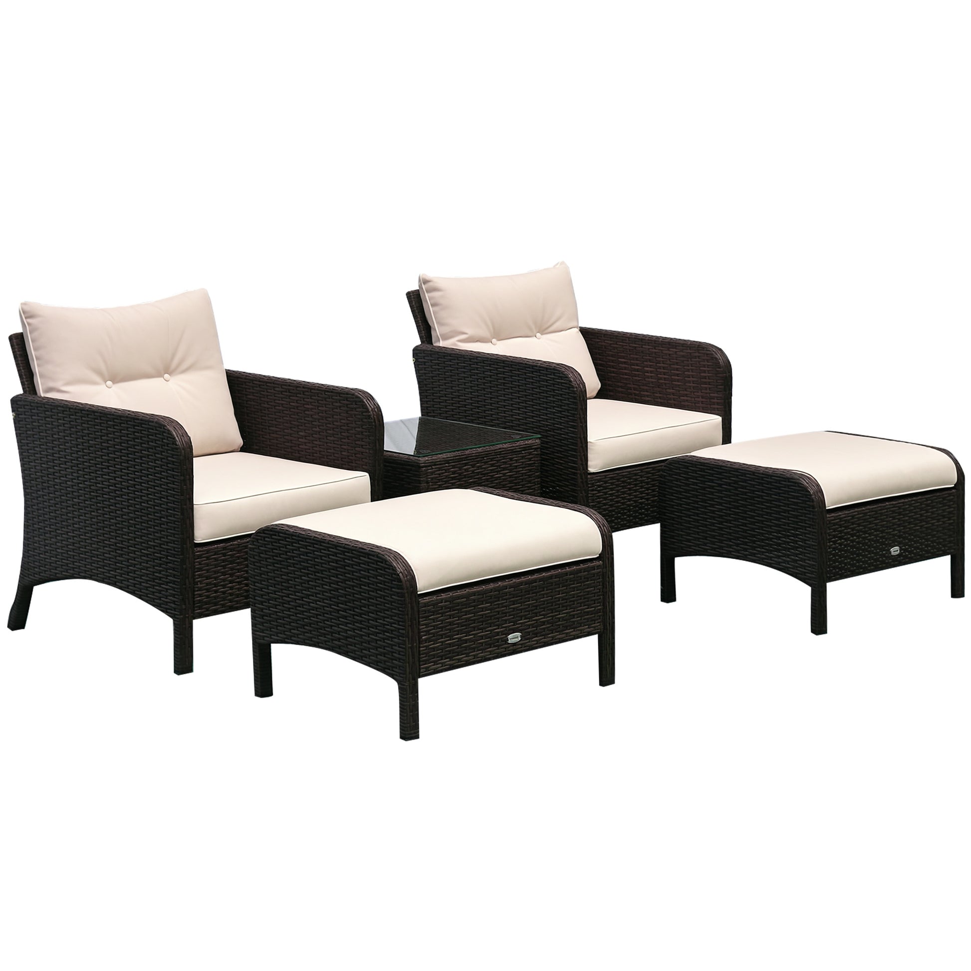 5pcs Outdoor Patio Furniture Set Wicker Conversation Set Footrest Coffee Table