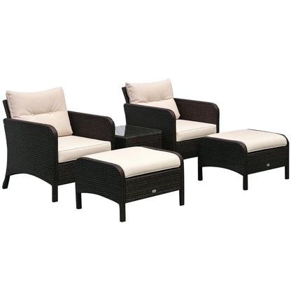 5pcs Outdoor Patio Furniture Set Wicker Conversation Set Footrest Coffee Table