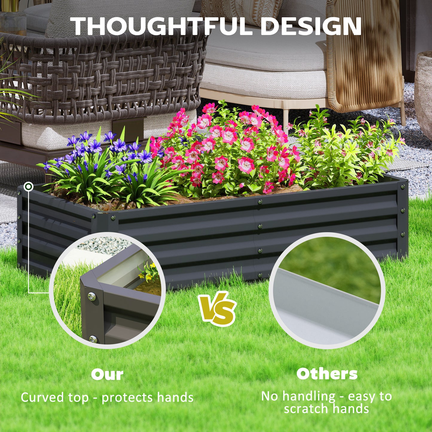 Galvanized Raised Garden Bed, Outdoor Planter Box for Vegetables, Flowers, Herbs, 4' x 2' x 1', Black