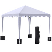10' x 10' Pop Up Canopy Tent with Sand Bags, Instant Shelter with Adjustable Height and Carry Bag, Garden Outdoor Party Tent, White