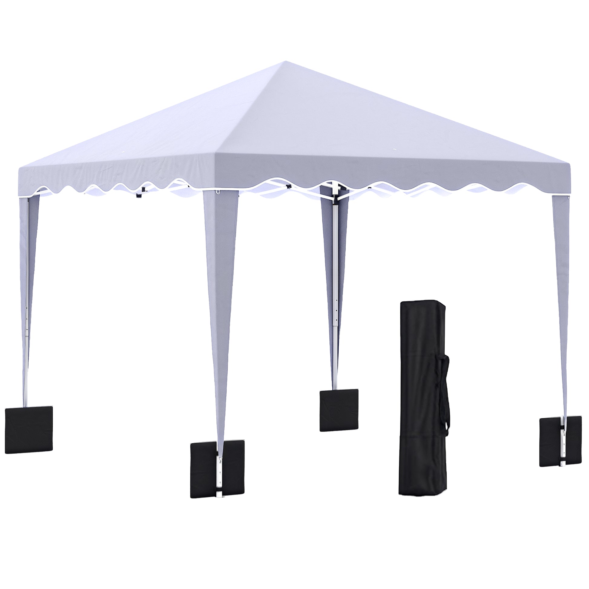10' x 10' Pop Up Canopy Tent with Sand Bags, Instant Shelter with Adjustable Height and Carry Bag, Garden Outdoor Party Tent, White