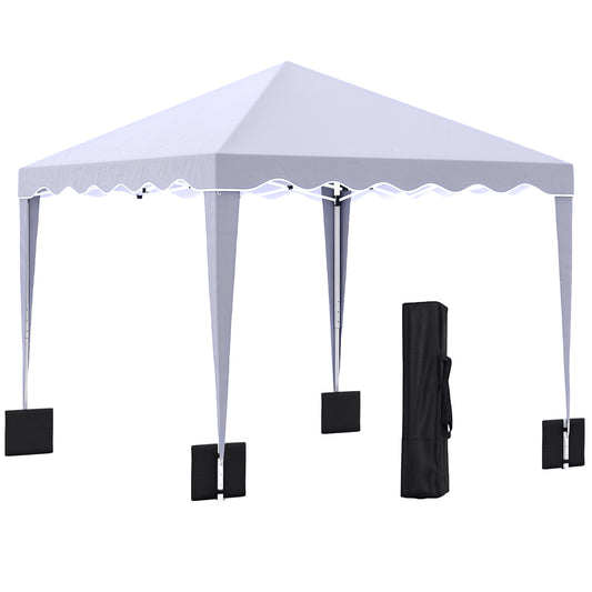 10' x 10' Pop Up Canopy Tent with Sand Bags, Instant Shelter with Adjustable Height and Carry Bag, Garden Outdoor Party Tent, White