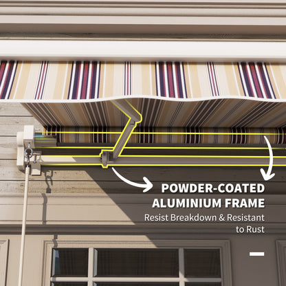 10' x 8' Manual Retractable Awning, Sun Shade Shelter Canopy, with Aluminum Frame and UV Protection for Patio Deck Yard Window Door, Red Stripe