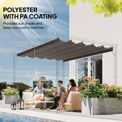 8.5' x 11.5' Retractable Pergola Canopy Replacement, Fit 10' x 13' Frame, Pergola Cover Replacement Top Only, Light Grey