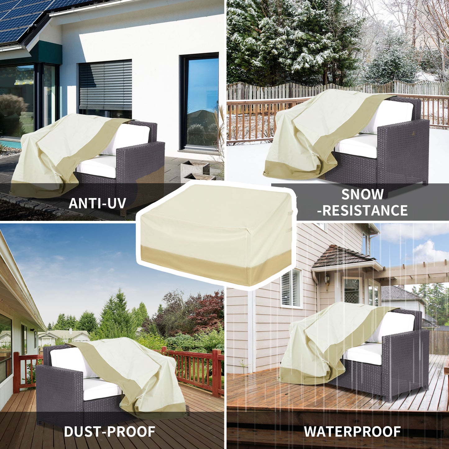 Patio Furniture Covers for 3-Seater Garden Bench, Waterproof 600D Heavy Duty Oxford Fabric Outdoor Sofa Cover, Windproof, Tear Resistant, Anti-UV, 59.8" x 34.3" x 31.1"