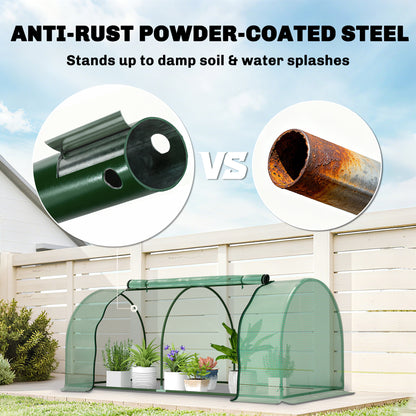 Mini Greenhouse Portable Hot House for Plants with Zippered Doors for Outdoor, Indoor, 79" x 39" x 32", Green