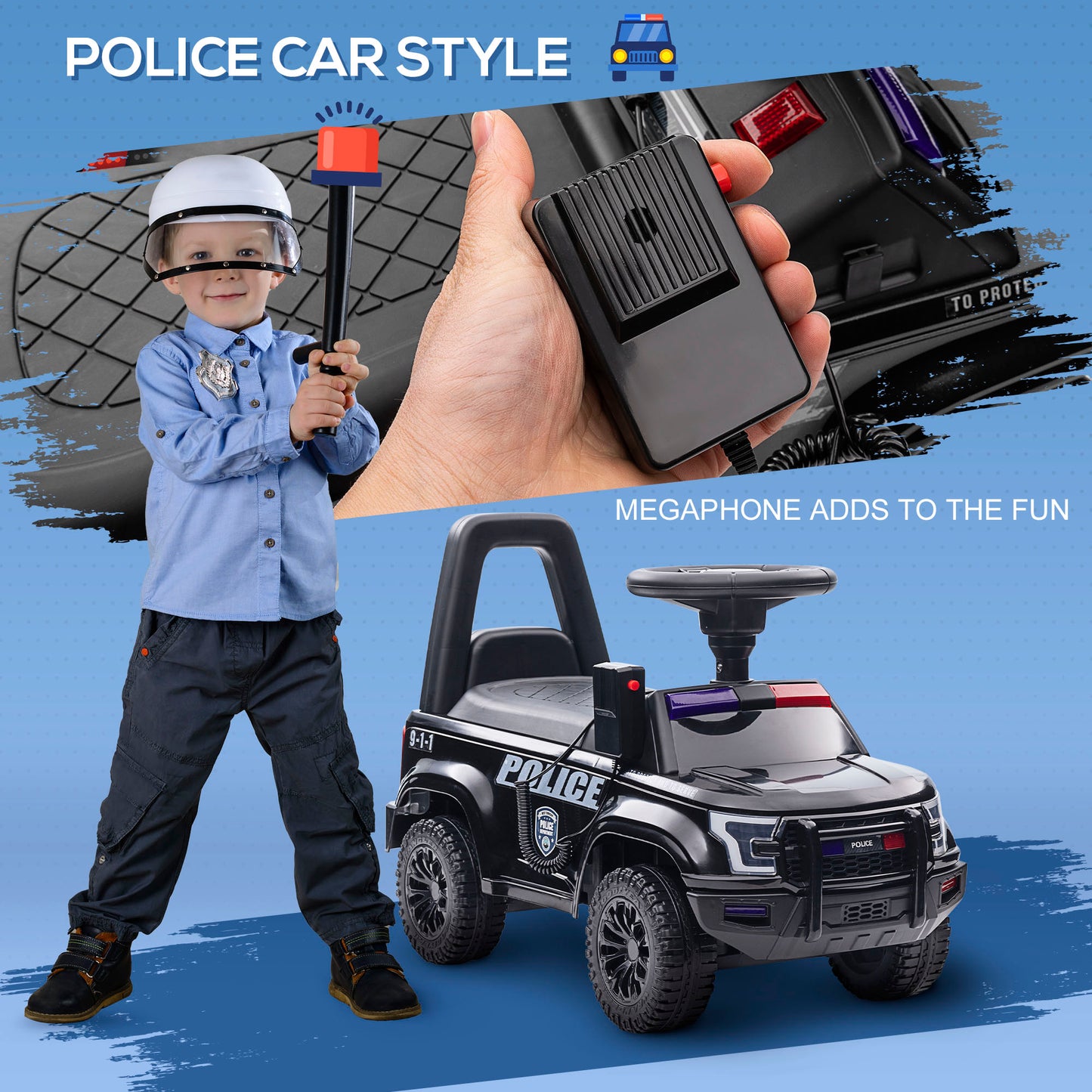 Aosom Kids Ride On Sliding Car with Hidden Under Seat Storage, Foot-to-Floor Design, Black